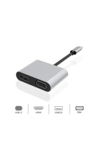 DEXIM DHU0004 TYPE-C / (HDMI-VGA-USB 3.0-TYPE-C)4 LÜ ÇOKLAYICI - 1